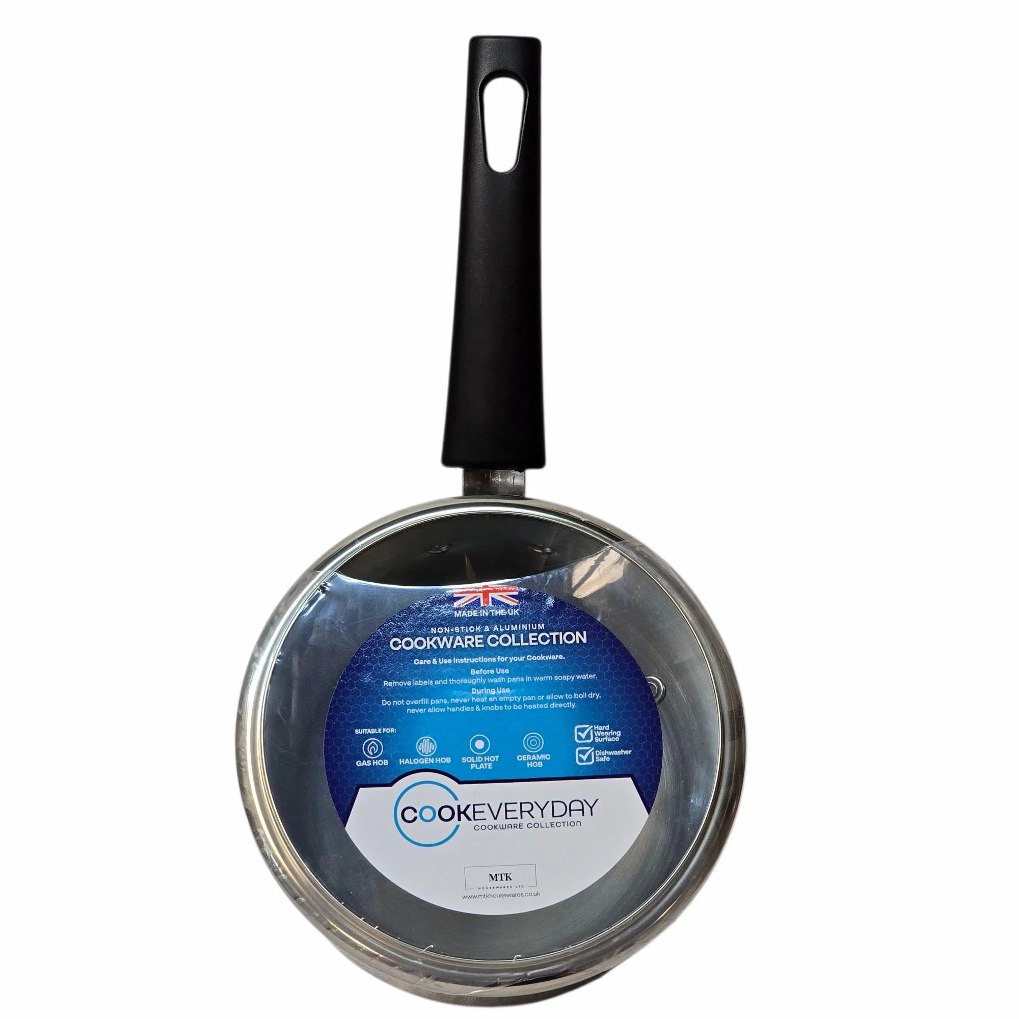 15cm / 6" Polished Aluminium Saucepan with Glass Lid thumbnail 2