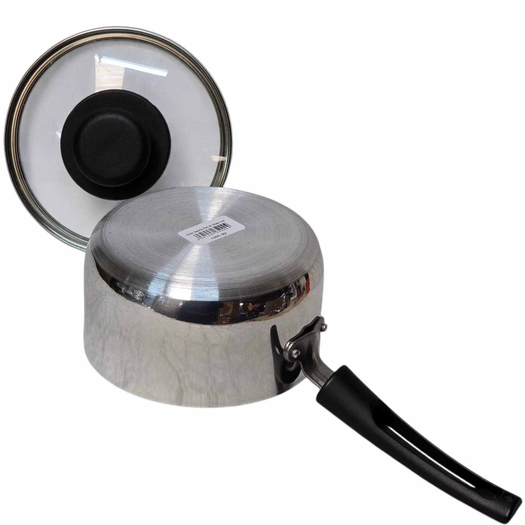 15cm / 6" Polished Aluminium Saucepan with Glass Lid thumbnail 7