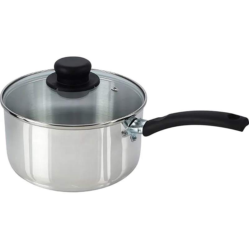 20cm / 8" Polished Aluminium Saucepan with Glass Lid - Image 1